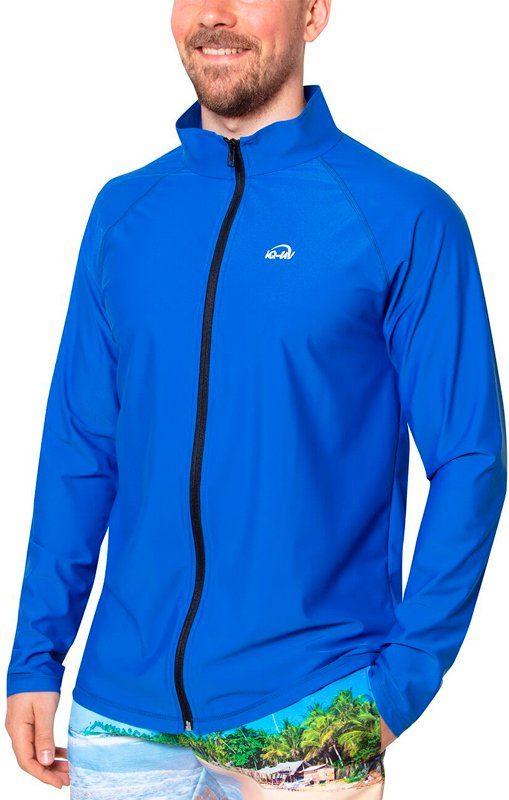 Футболка iQ UV 300+ мужская синяя на молнии длинный рукав