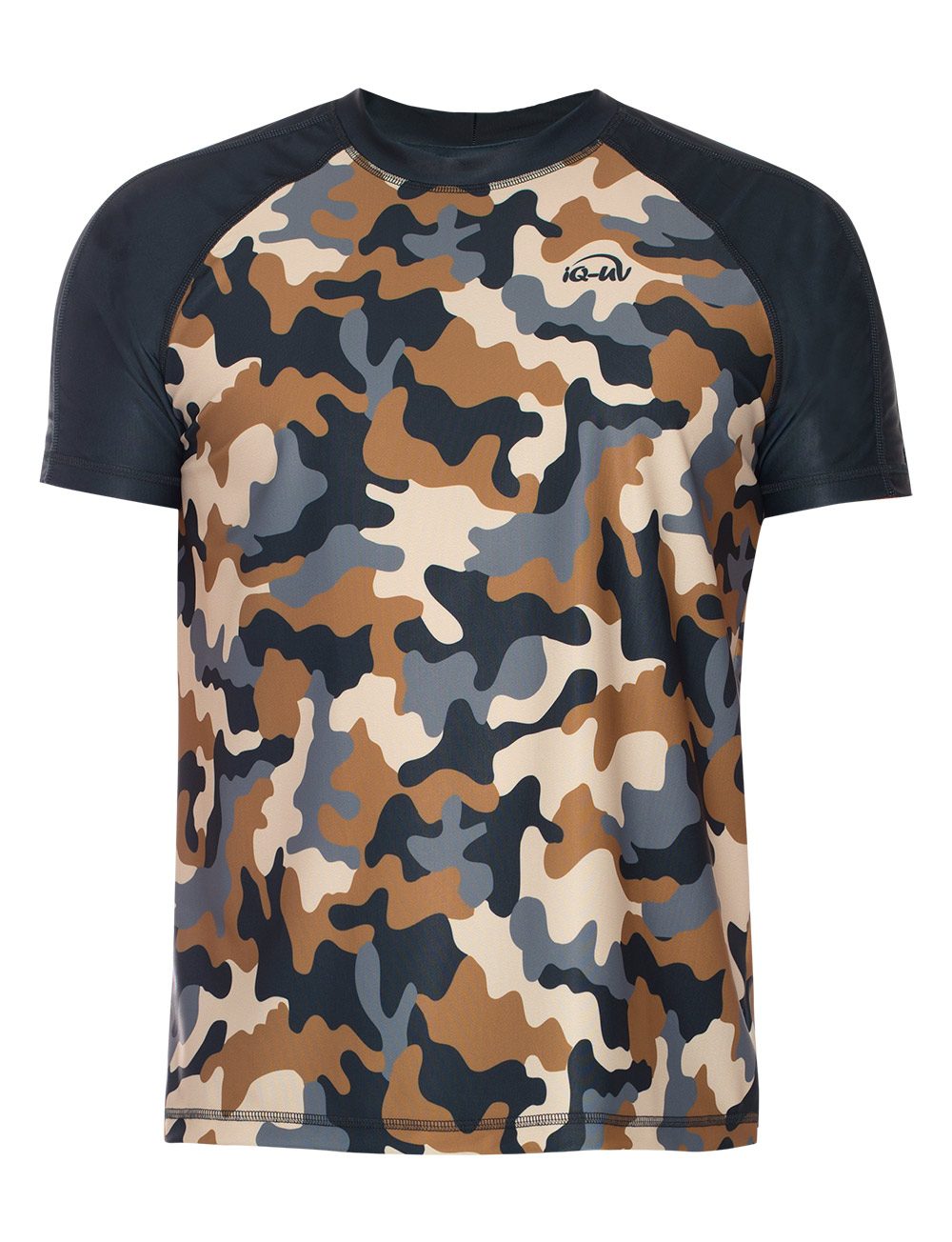 iq-uv-schutz-t-shirt-herren-leger-camouflage-o Футболка iQ лайкра UV 230 мужская короткий рукав свободный крой — изображение 1